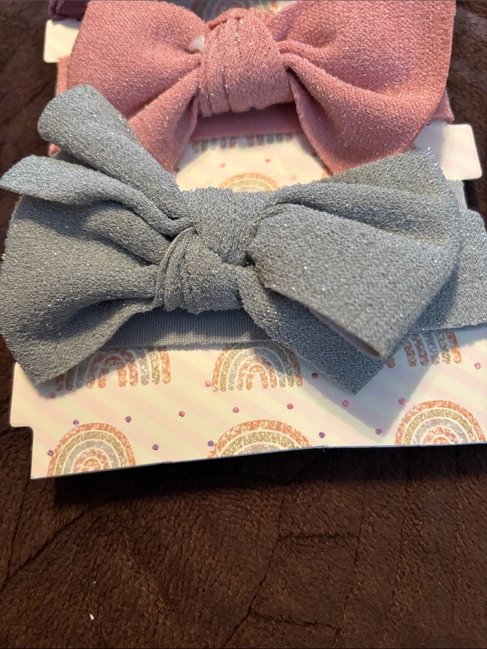 3-Pack Girls Bow Headbands in Purple, Pink, and Gray